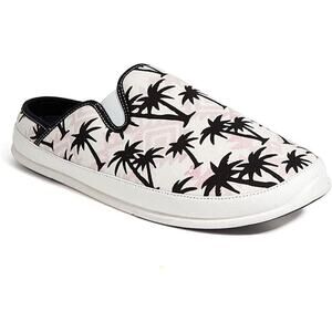 DEER STAGS Men's Slipperooz Spike Slipper Color White/Black Palm Tree Size 9M